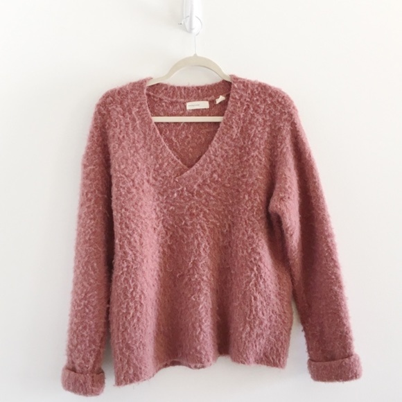 Anthropologie Sweaters - Anthropologie Mauve Pink Fuzzy Oversized Sweater
